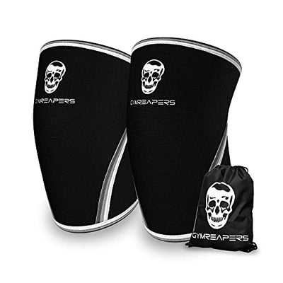 Gymreapers Knee Sleeves (1 Pair) With Gym Bag - IPF Approved - Knee Sleeve & Compression Brace for Squats, Fitness, Weightlifting, and Powerlifting - Gymreapers 7MM Sleeve Pair - For Men & Women - 1 Year Warranty (Large)